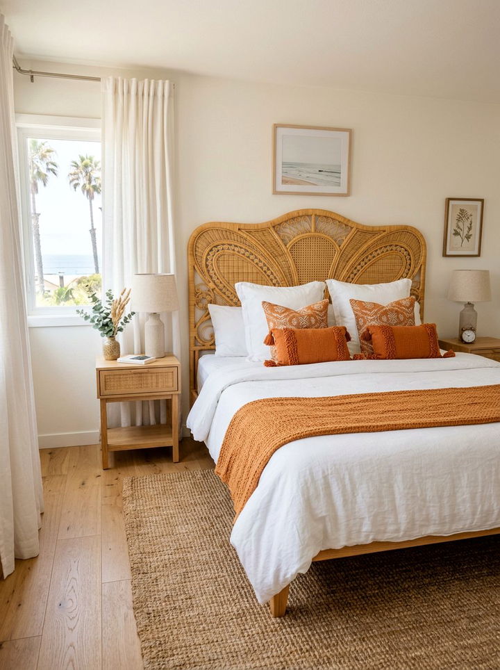 Woven Rattan Headboard - 30 bedroom furniture ideas