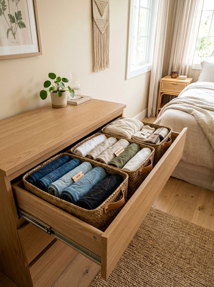 Woven Seagrass Bins - 30 bedroom drawer organizers