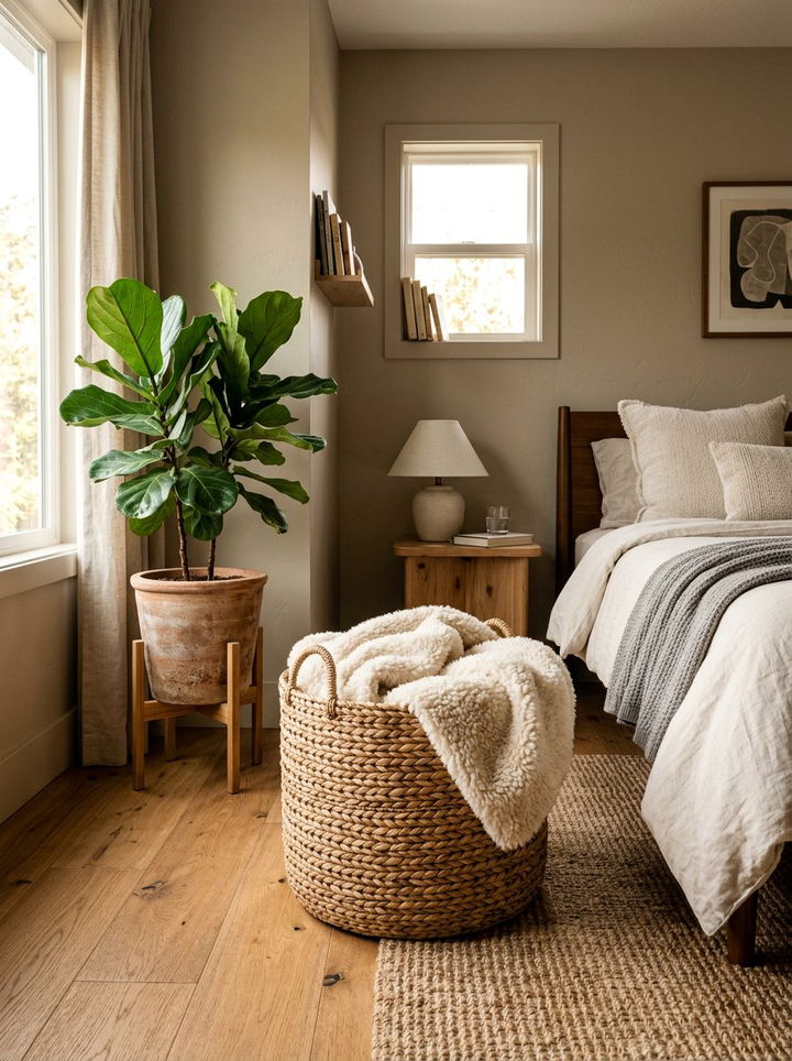 Woven Storage Basket - 30 bedroom storage tips