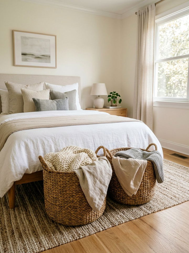 Woven Storage Basket - 30 fixer upper bedroom ideas