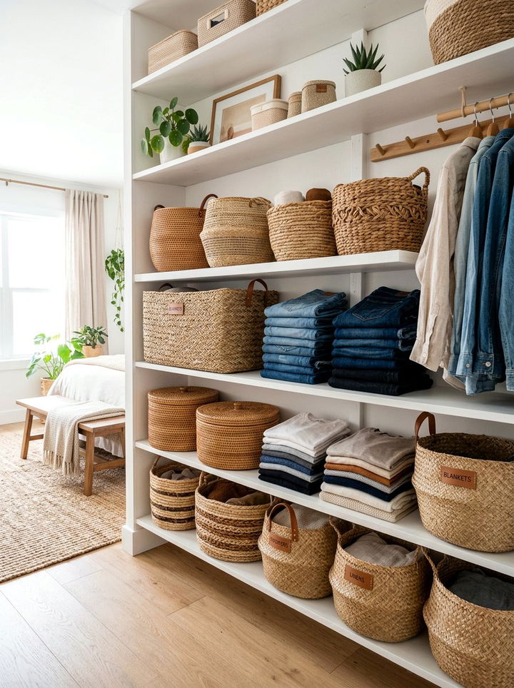 Woven Storage Basket Bin - 30 bedroom closet organization