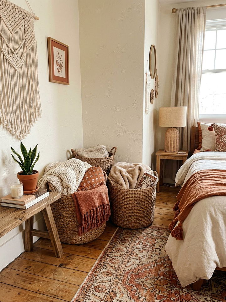 Woven Storage Baskets - 30 bedroom finishing touches ideas