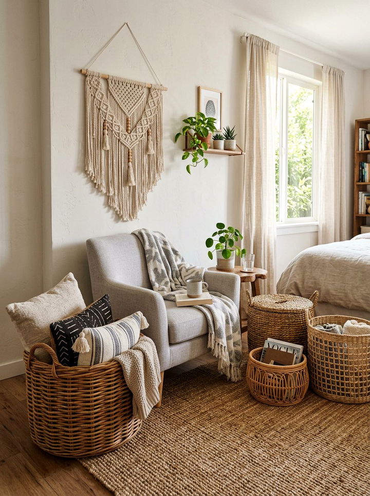 Woven Storage Baskets - 30 bedroom organization ideas