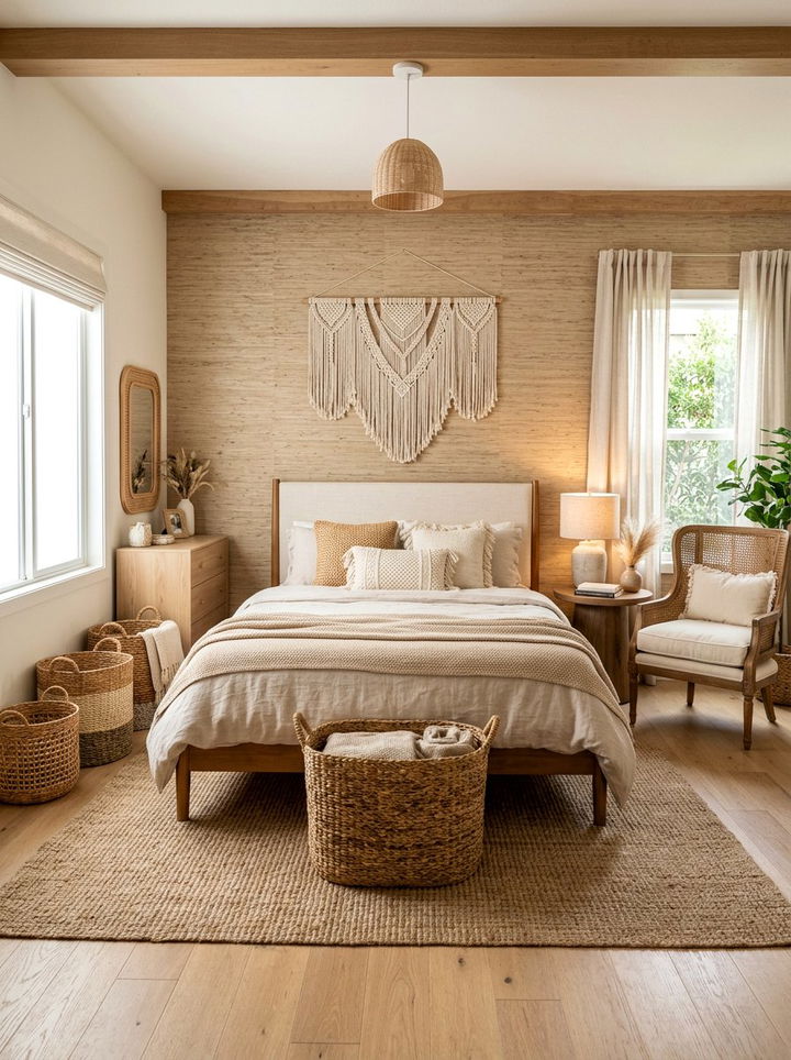 Woven Texture Bedroom - 30 coastal bedroom ideas