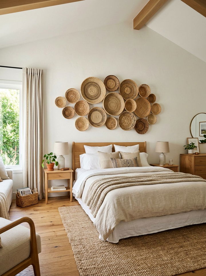 Woven Wall Basket - 30 bohemian bedroom ideas