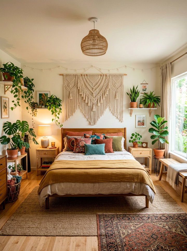 Woven Wall Hanging - 30 layered texture bedroom ideas