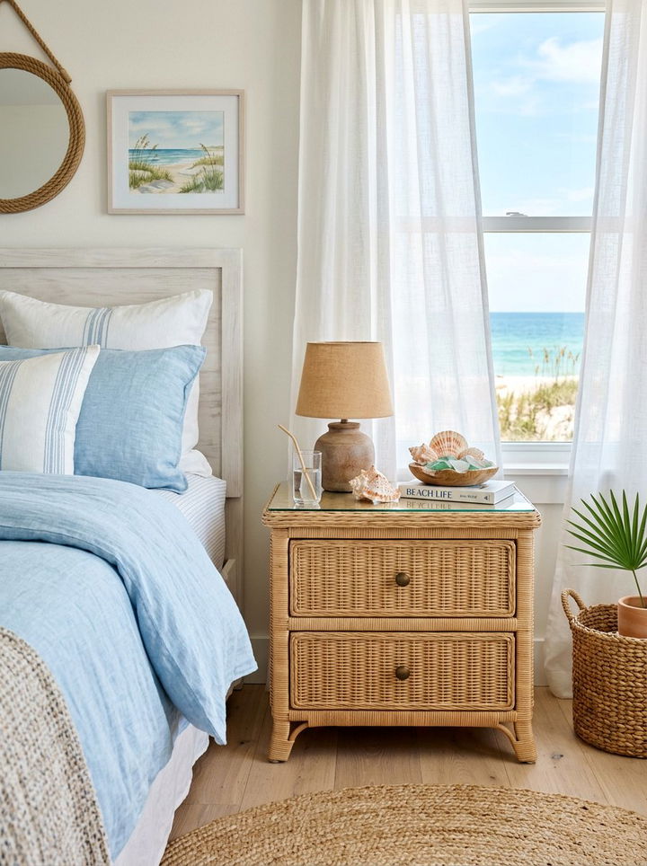 Woven Wicker Nightstand - 30 bedroom vintage nightstands