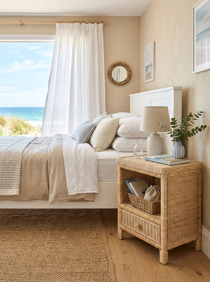 Woven Wicker Nightstand - 30 bedroom rustic nightstands