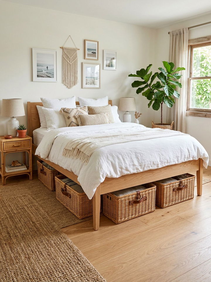 Woven Wicker Under Bed Baskets - 30 bedroom under bed storage ideas