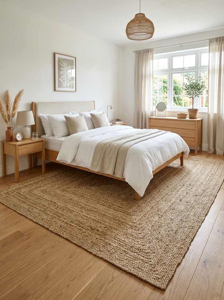 Woven jute rug - 30 restful bedroom ideas