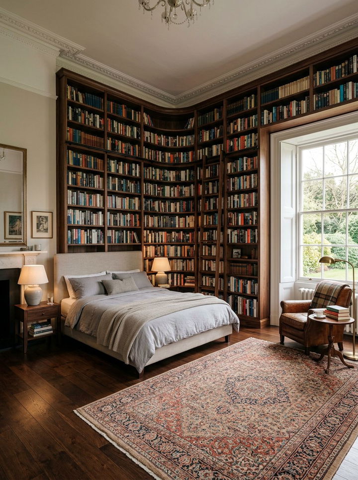 Wraparound Corner Wall Bookshelf - 30 bedroom bookshelf ideas