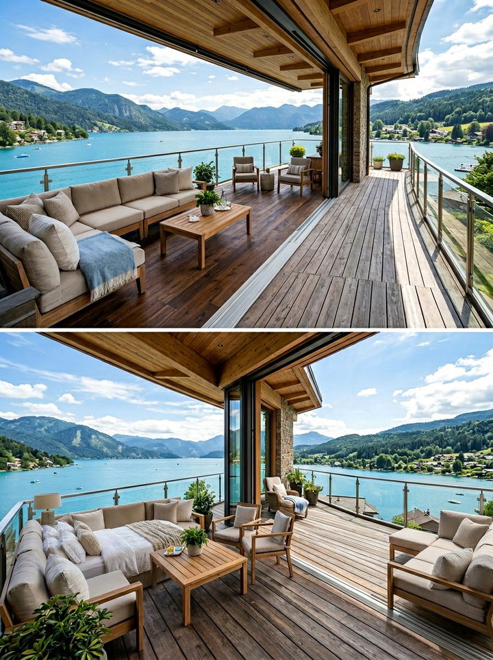 Wraparound balcony bedroom - 30 lake house bedroom ideas