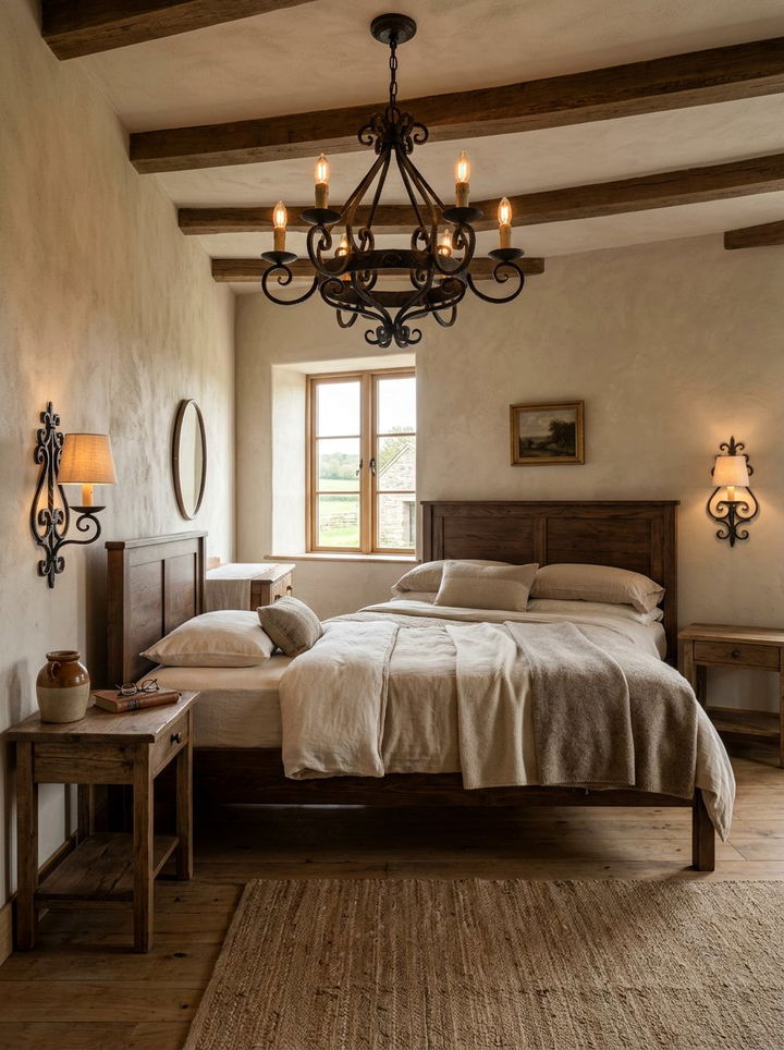 Wrought Iron Lighting - 30 country house bedroom ideas
