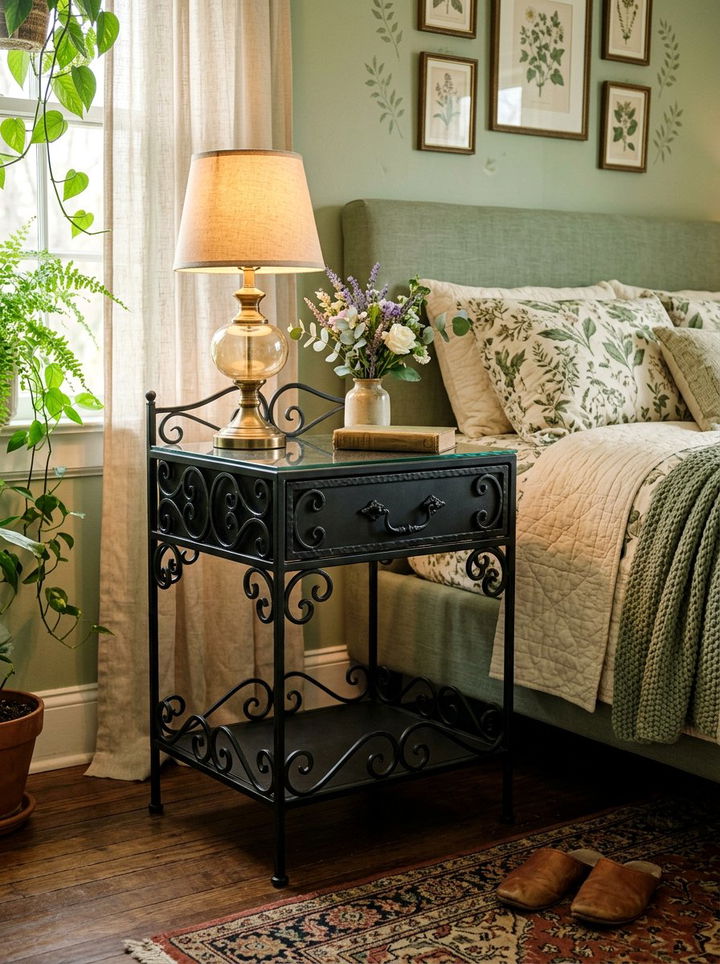 Wrought Iron Nightstand - 30 bedroom vintage nightstands