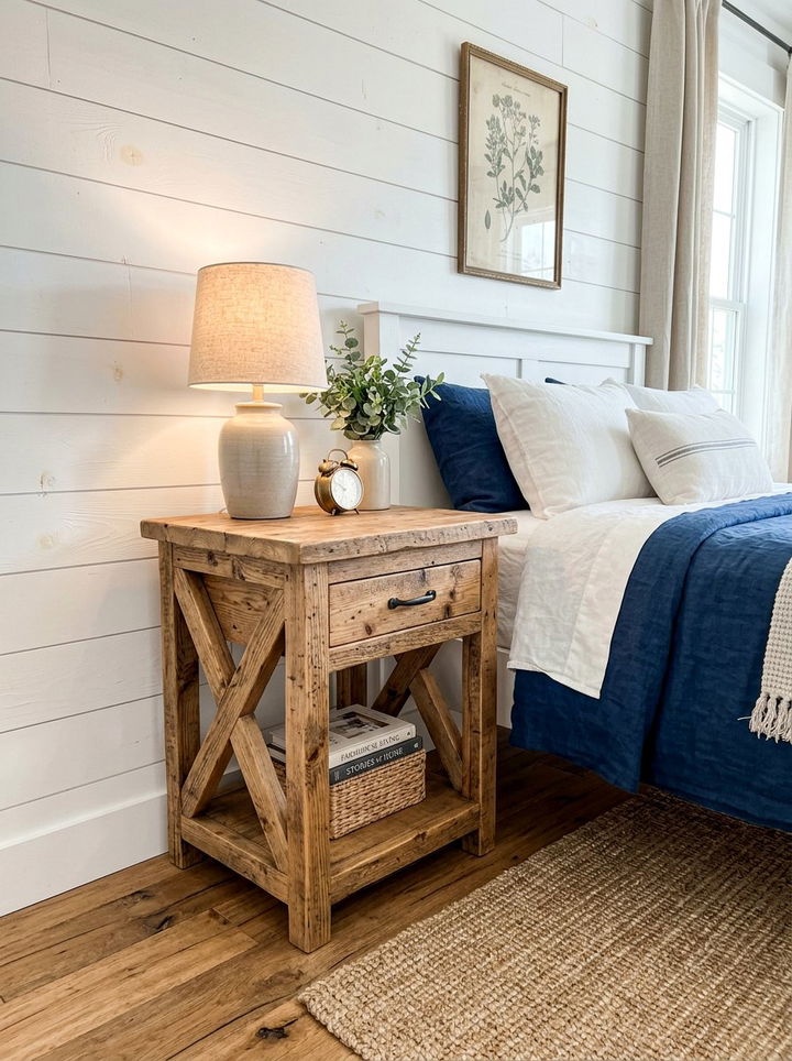 X Frame Rustic Nightstand - 30 bedroom rustic nightstands