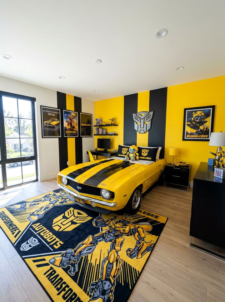 Yellow Camaro Theme - 30 car themed bedroom ideas