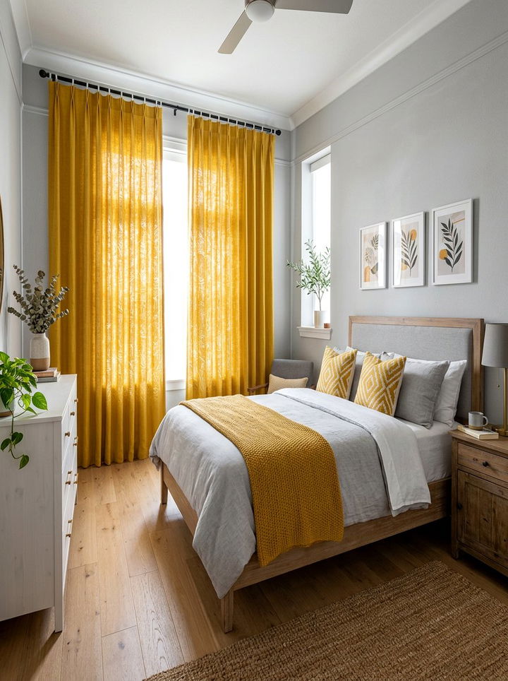 Yellow Curtains Light Gray Bedroom - 30 gray and yellow bedroom ideas