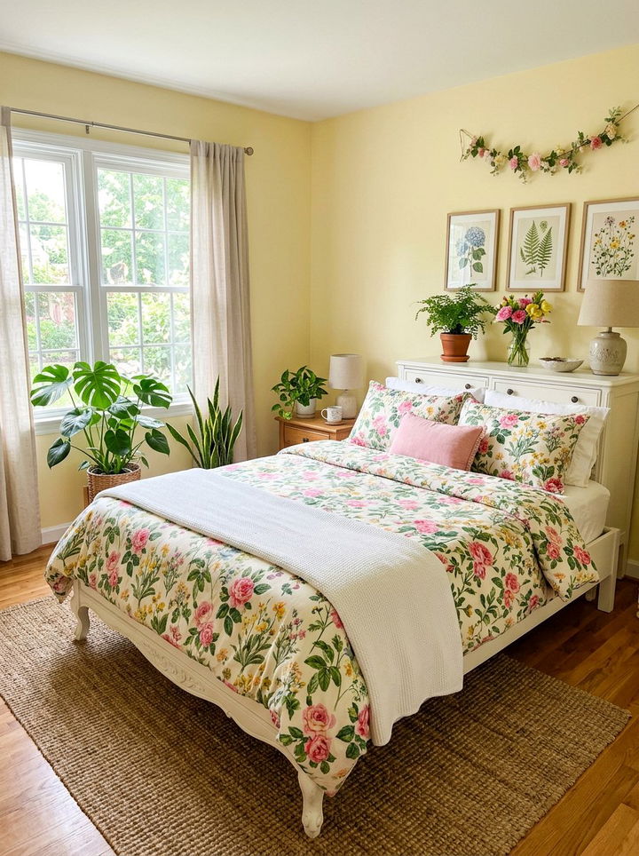 Yellow Floral Bedroom - 30 pale yellow bedroom ideas
