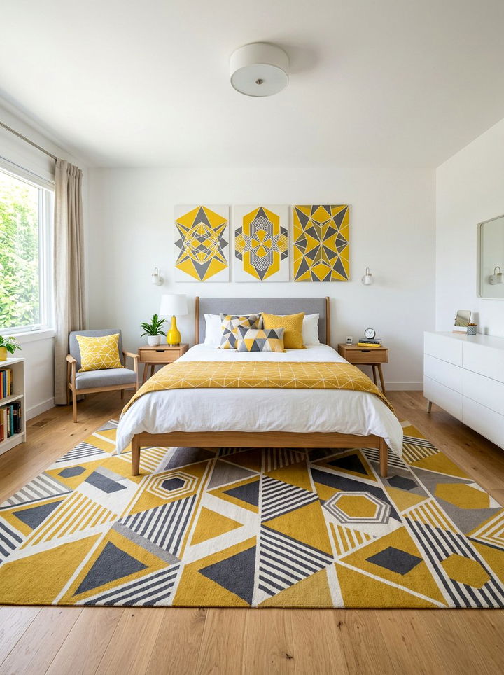 Yellow Geometric Bedroom - 30 yellow bedroom ideas