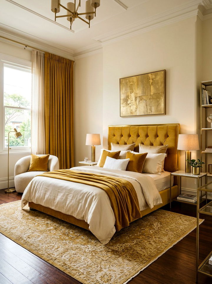 Yellow Velvet Bedroom - 30 yellow bedroom ideas