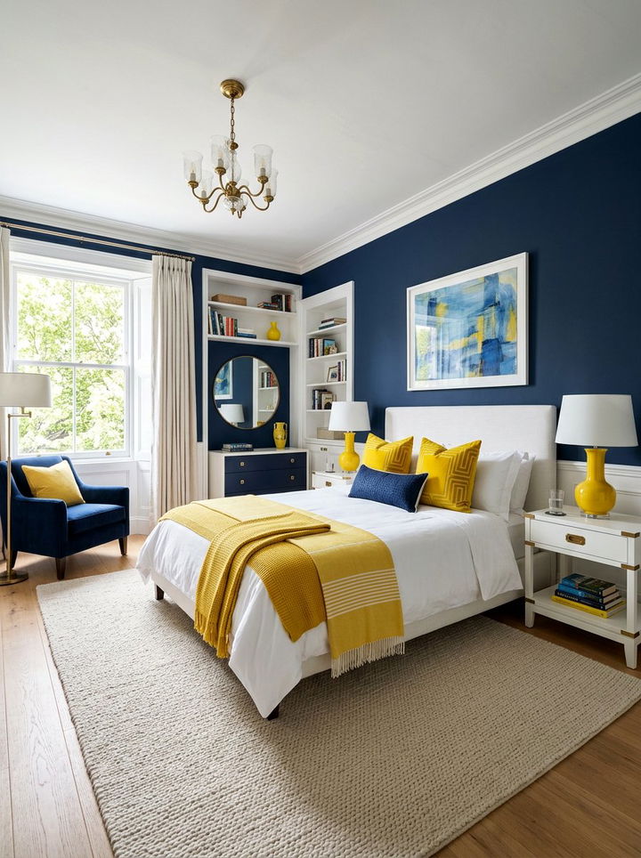 Yellow and Blue Bedroom - 30 yellow bedroom ideas