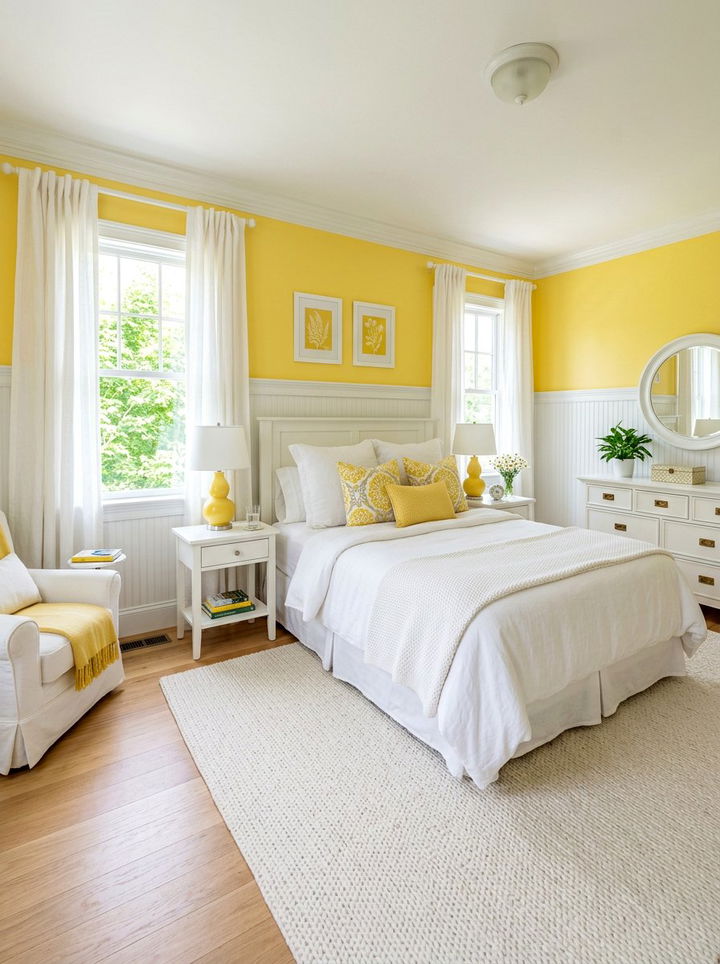 Yellow and White Bedroom - 30 yellow bedroom ideas