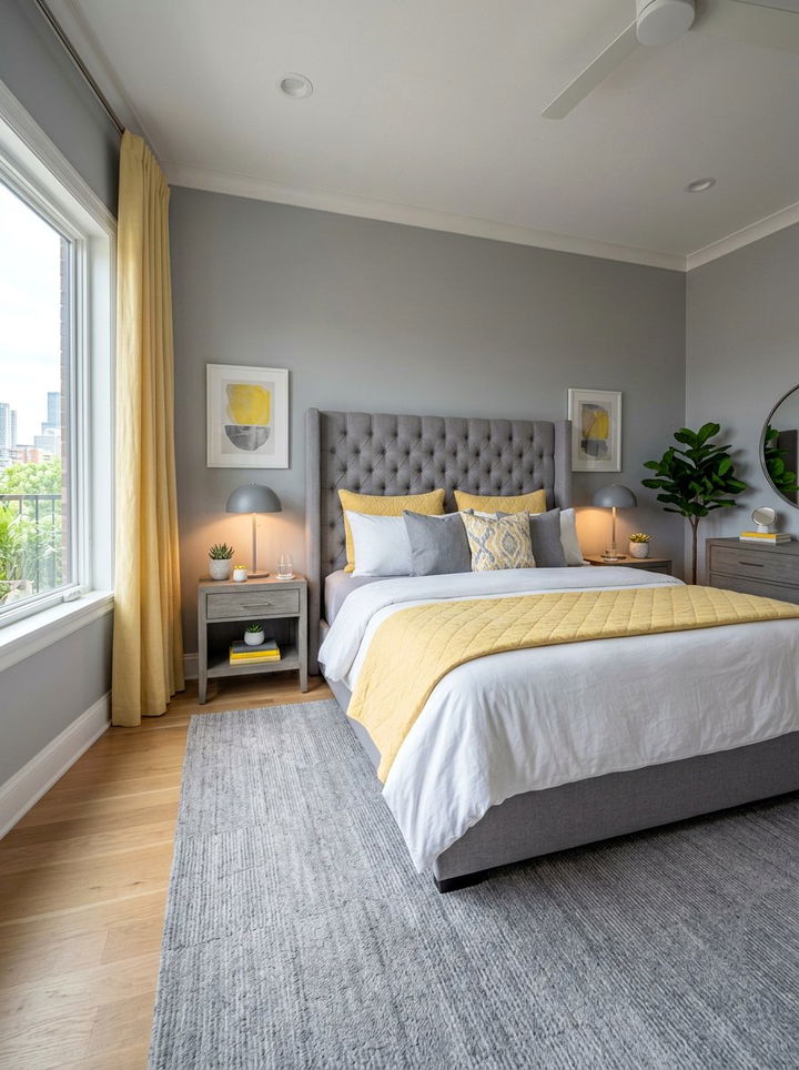 Yellow and gray master bedroom - 30 yellow and gray bedroom color combo