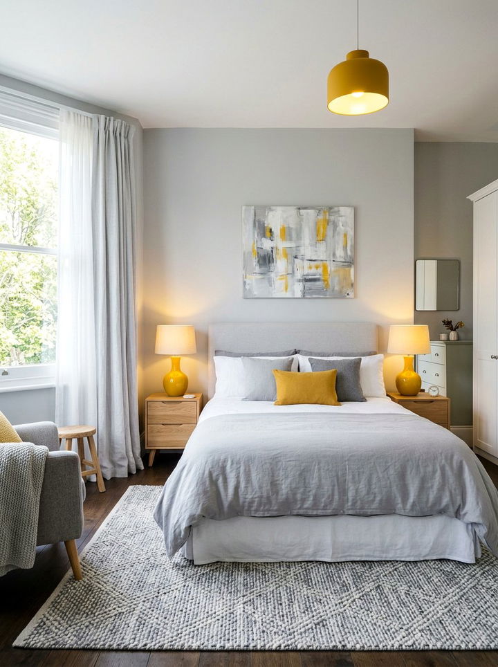 Yellow bedroom lighting fixtures - 30 golden yellow bedroom ideas