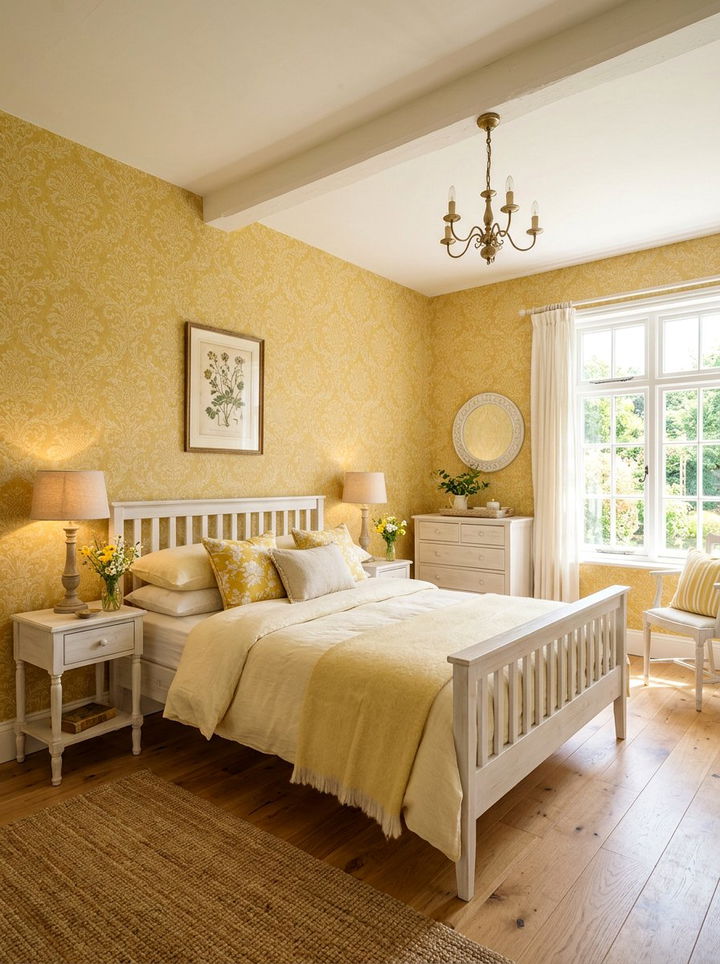 Yellow damask wallpaper - 30 bedroom damask wallpapers