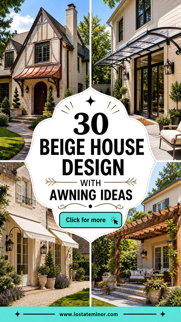 30 Beige House Design With Awning Ideas for Welcoming Exteriors - 30 Beige House Design With Awning Ideas for Welcoming Exteriors