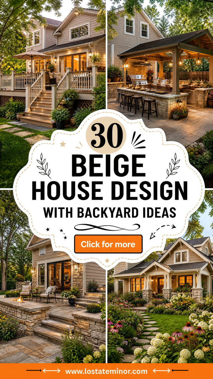 30 Beige House Design With Backyard Ideas for Cozy Living - 30 Beige House Design With Backyard Ideas for Cozy Living