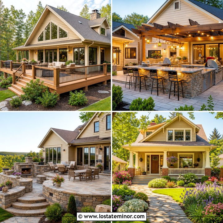 30 Beige House Design With Backyard Ideas for Cozy Living