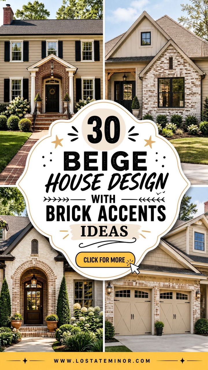 30 Beige House Design With Brick Accents Ideas for Classic Charm - 30 Beige House Design With Brick Accents Ideas for Classic Charm