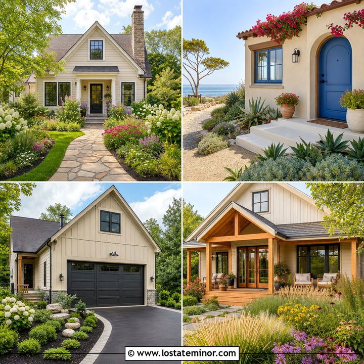 30 Beige House Design With Front Yard Ideas for Fresh Curb Appeal