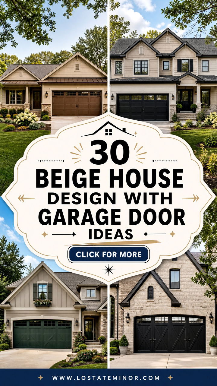 30 Beige House Design With Garage Door Ideas for Standout Style - 30 Beige House Design With Garage Door Ideas for Standout Style