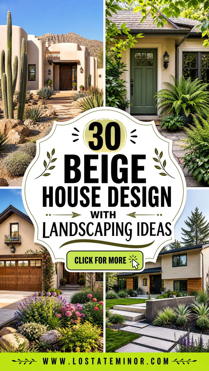30 Beige House Design With Landscaping Ideas for Curb Appeal - 30 Beige House Design With Landscaping Ideas for Curb Appeal