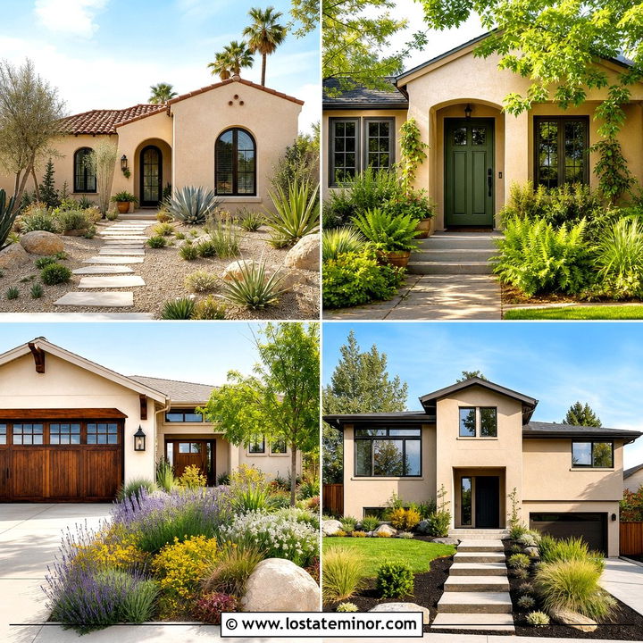 30 Beige House Design With Landscaping Ideas for Curb Appeal