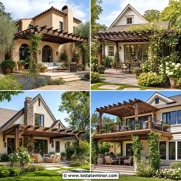 30 Beige House Design With Pergola Ideas for Stylish Shade