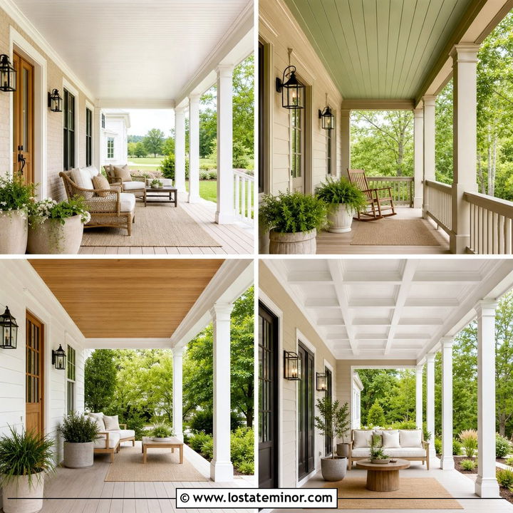 30 Beige House Design With Porch Ceiling Ideas With Coastal Charm