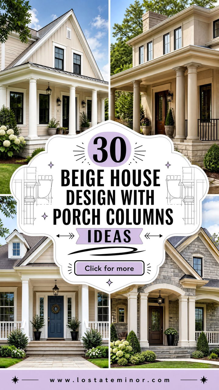30 Beige House Design With Porch Columns Ideas That Add Character - 30 Beige House Design With Porch Columns Ideas That Add Character