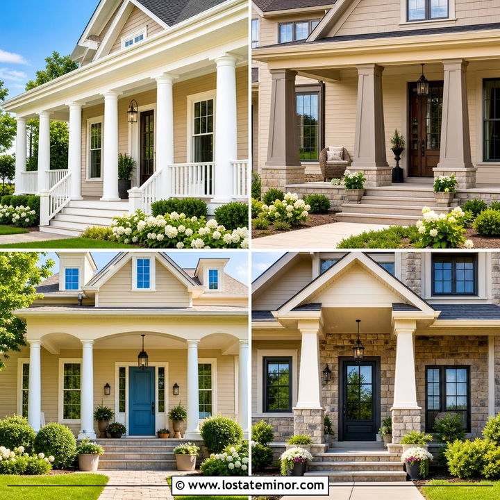 30 Beige House Design With Porch Columns Ideas That Add Character