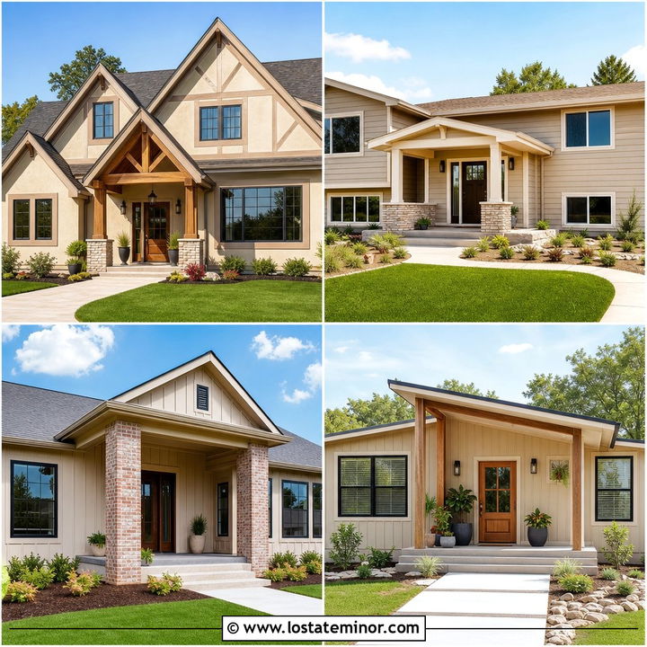 30 Beige House Design With Portico Ideas for a Grand Entrance