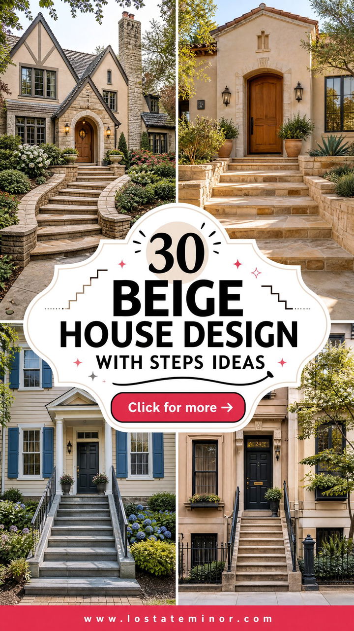 30 Beige House Design With Steps Ideas for a Welcoming Entrance - 30 Beige House Design With Steps Ideas for a Welcoming Entrance