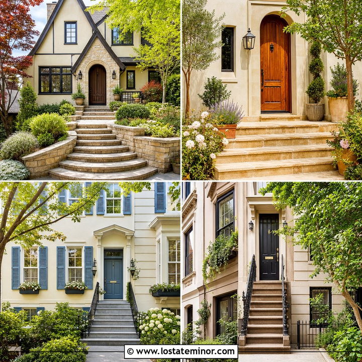 30 Beige House Design With Steps Ideas for a Welcoming Entrance