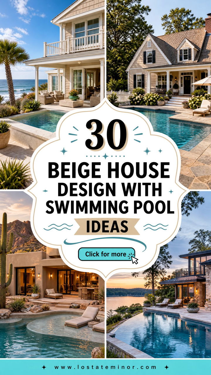 30 Beige House Design With Swimming Pool Ideas With Resort Style - 30 Beige House Design With Swimming Pool Ideas With Resort Style