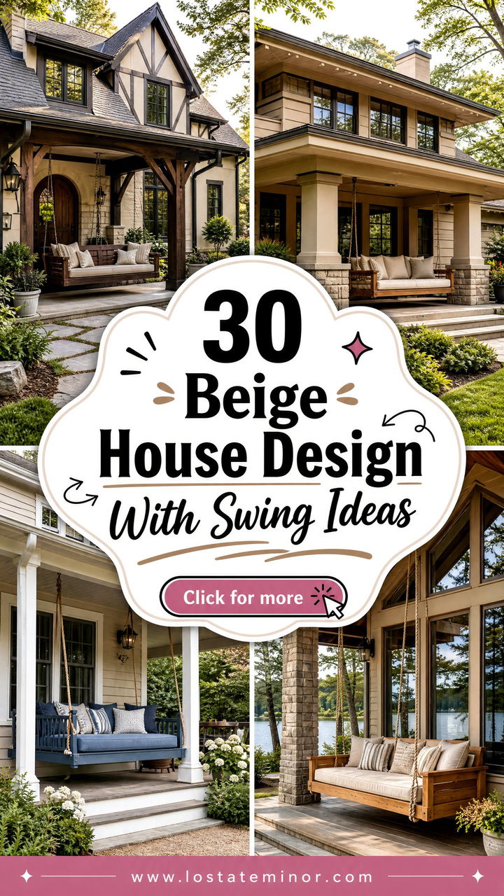 30 Beige House Design With Swing Ideas Cozy Porch Inspiration - 30 Beige House Design With Swing Ideas: Cozy Porch Inspiration