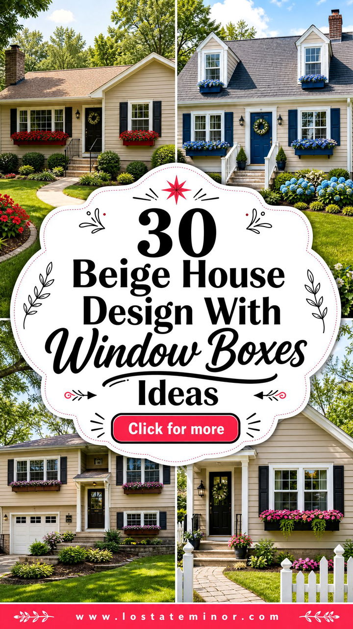 30 Beige House Design With Window Boxes Ideas Charming Looks - 30 Beige House Design With Window Boxes Ideas: Charming Looks