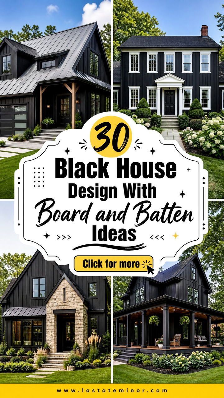30 Black House Design With Board and Batten Ideas Bold Exteriors - 30 Black House Design With Board and Batten Ideas: Bold Exteriors