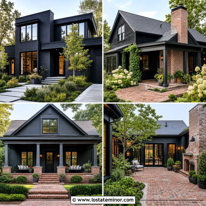 30 Black House Design With Brick Accents Ideas: Striking Style