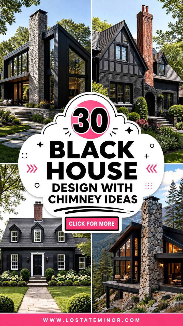 30 Black House Design With Chimney Ideas Dramatic Curb Appeal - 30 Black House Design With Chimney Ideas: Dramatic Curb Appeal